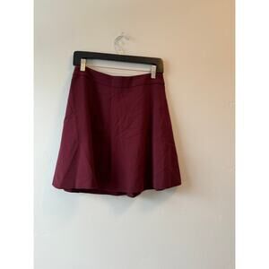 LOFT Burgundy High-Waisted Flare Skirt